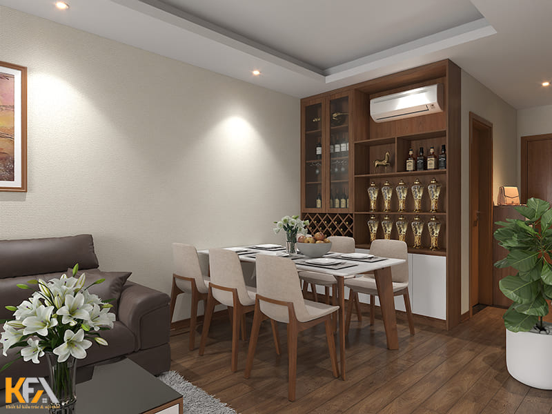 Tủ rượu âm tường tối ưu không gian phòng khách