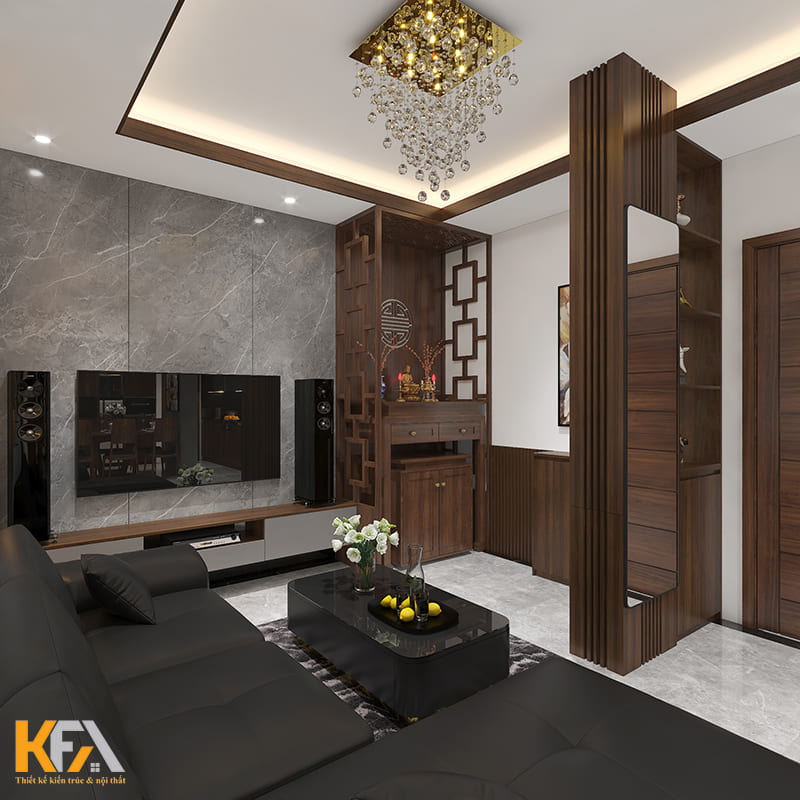 Bàn thờ đứng đặt trong phòng khách