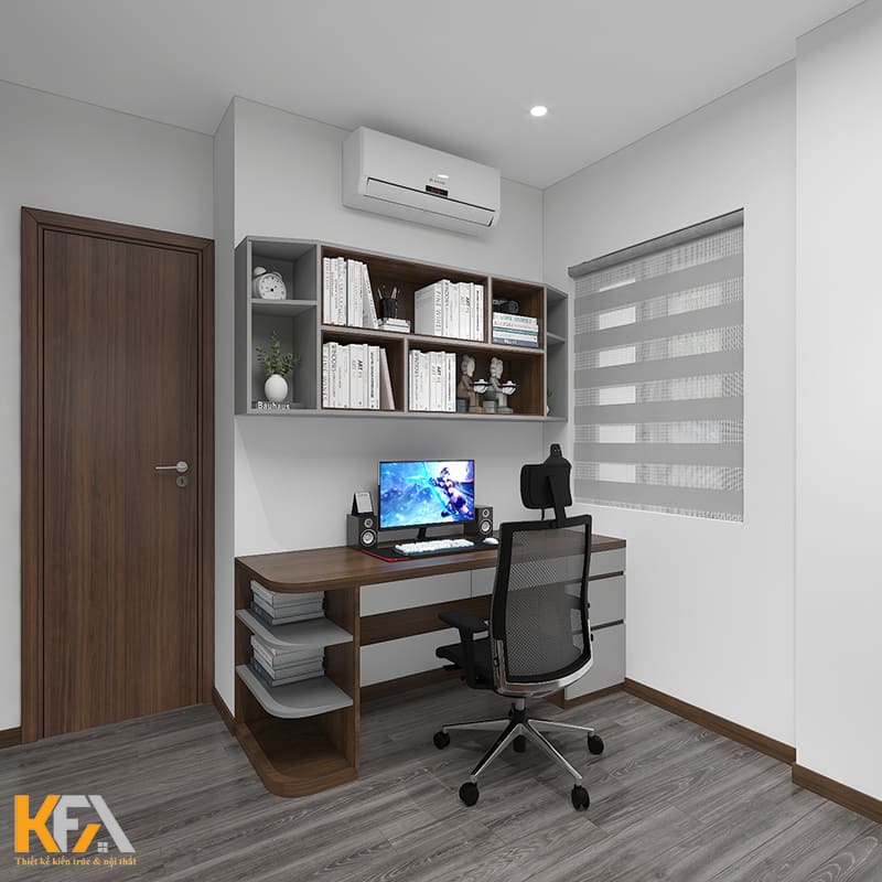 Bàn học của bé được đặt trong phòng ngủ tạo ra cảm các tập trung và yên tĩnh hơn khi các bé học tập