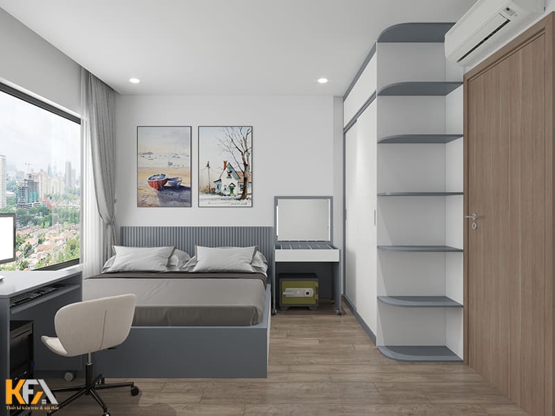 Nội thất thông minh trong phòng ngủ hiện đại như: giường hộc, tủ kịch trần, bàn trang điểm gấp,...