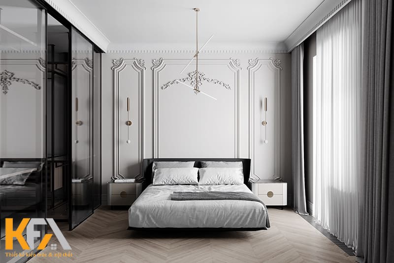 Vẻ đẹp tân cổ điển thể hiện qua những đường gờ, đường phào chỉ tinh xảo