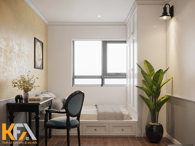 Phòng ngủ thứ 2 có diện tích vừa phải, ánh sáng tự nhiên giúp căn phòng thông thoáng hơn