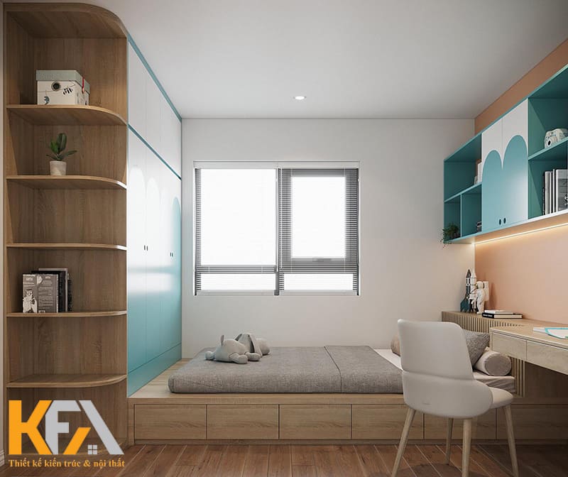 Phòng ngủ trẻ em thứ 2 được thiết kế theo phong cách hiện đại