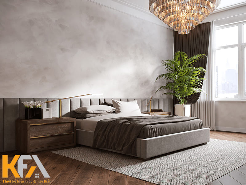 Phòng ngủ master thông thoáng nhờ cửa kính tối ưu ánh sáng tự nhiên