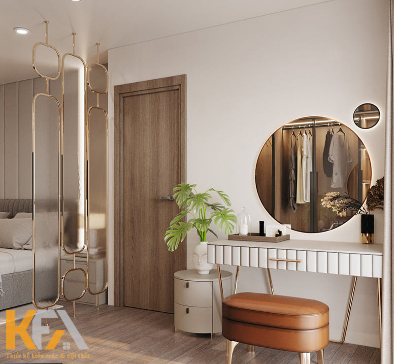 Khung giá sách, khung vách ngăn và chân bàn trang điểm chất liệu kim loại mạ đồng sang trọng