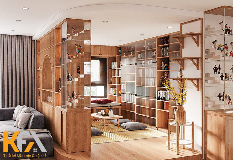 Phòng trà đạo được thiết kế liền kề phòng khách