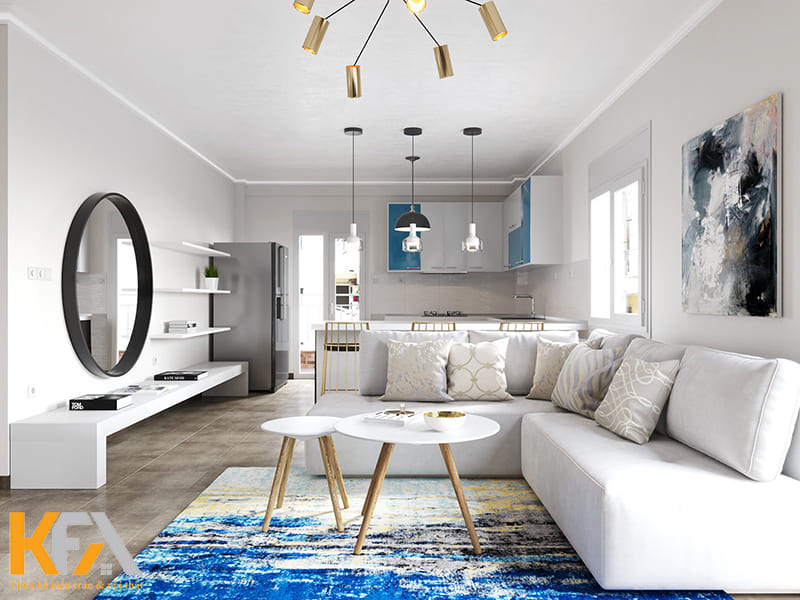 Gam màu trắng chủ đạo bao trùm toàn bộ không gian