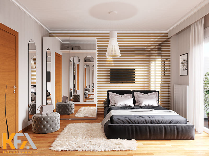 Phòng ngủ master ấm áp và tràn đầy màu sắc