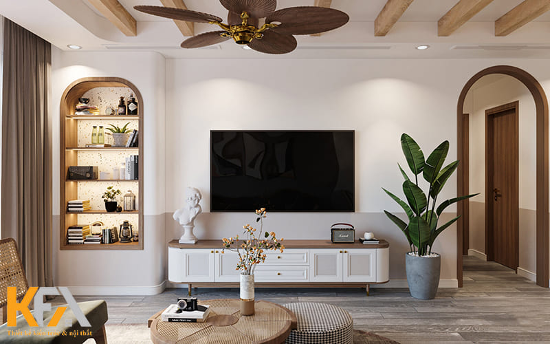 Phòng khách hướng đến vẻ đẹp thô sơ mà mộc mạc