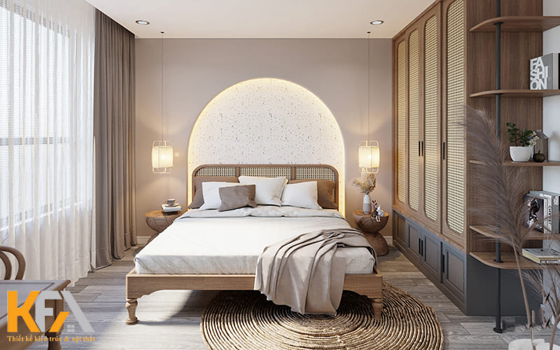Nội thất phòng ngủ cũng được làm từ những chất liệu thân thiện với môi trường