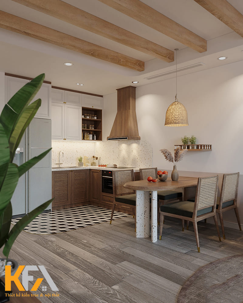 Phòng bếp được decor một cách ấm áp vfa bình yên lạ thường