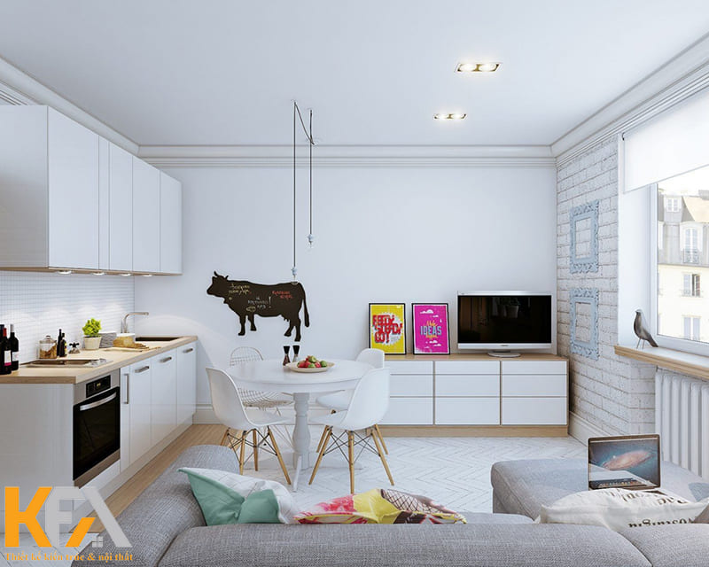 Thiết kế liên thông phòng khách và khu vực bếp – ăn uống