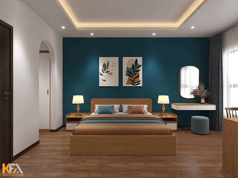 Phòng ngủ có thiết kế cửa vòm giúp không gian mềm mại và uyển chuyển hơn