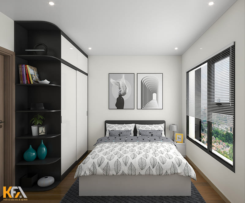 Thiết kế 2 bức tranh treo đầu giường đem lại điểm nhấn cho căn phòng thêm sinh động