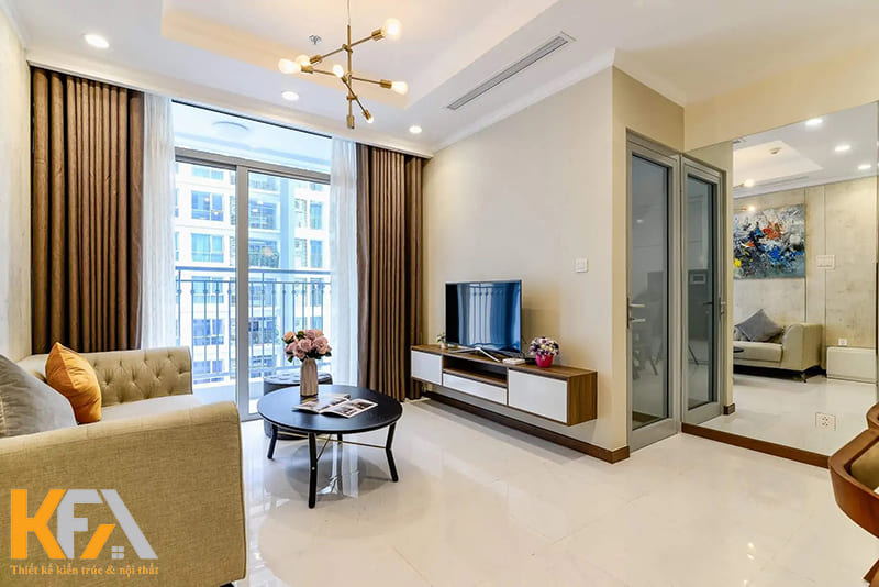 Phòng khách tập trung vào công năng chính