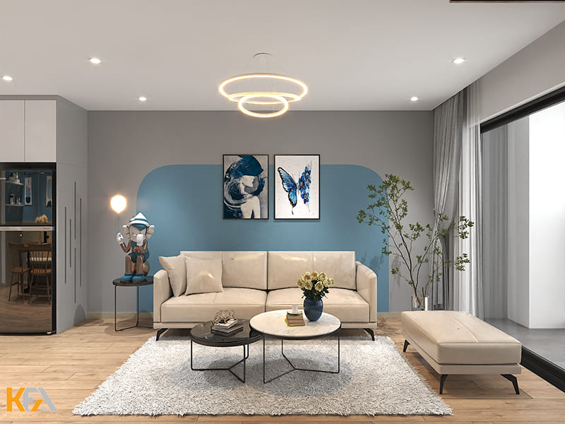 Nội thất và tranh trang trí được thiết kế với màu sắc có nhiều tương đồng với màu nền