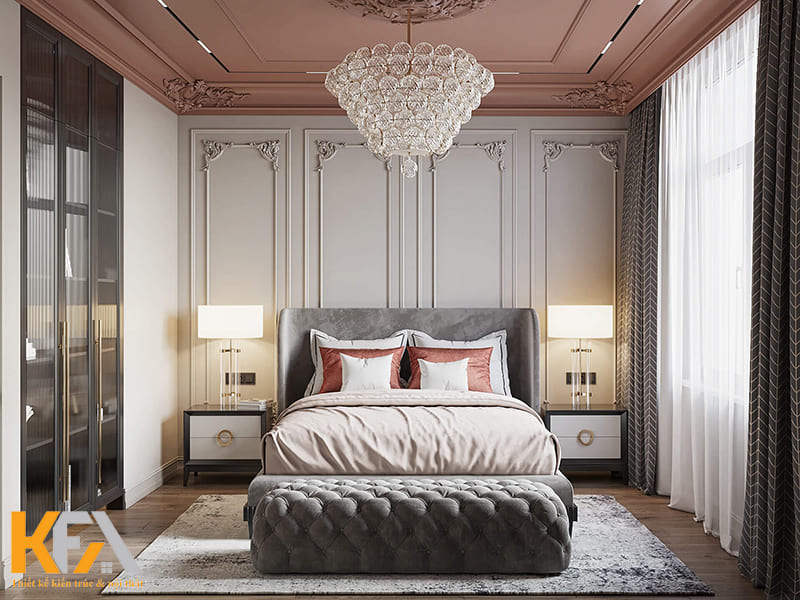 Vẻ đẹp tân cổ điển toát lên từ những đường gờ, phào chỉ và hoa văn tinh xảo