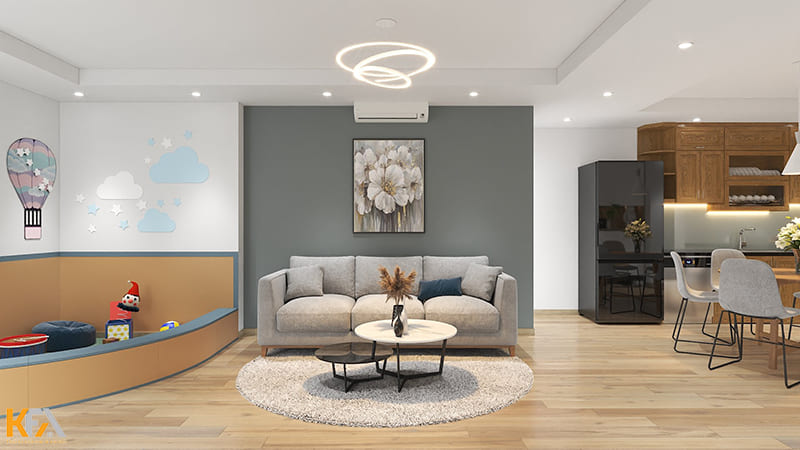 Bố trí khu vui chơi nhỏ gọn cho căn hộ có trẻ nhỏ