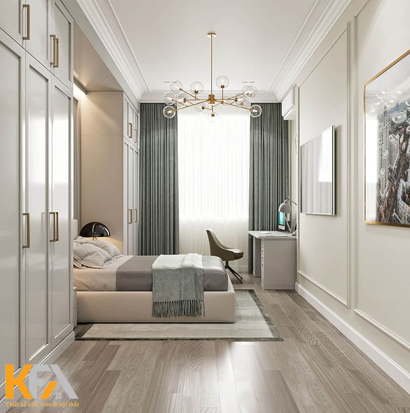 Phòng ngủ thứ 3 có phần hiện đại, đơn giản hơn 2 phòng ngủ còn lại