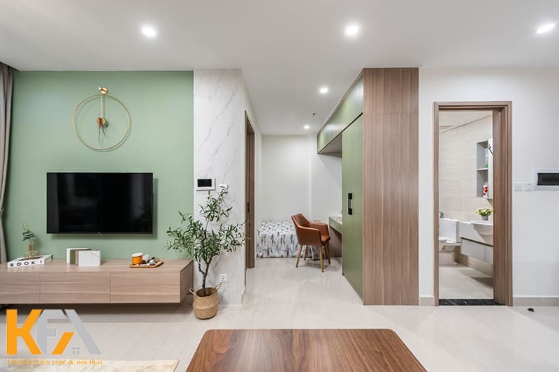 Nội thất chủ yếu sử dụng chất liệu gỗ công nghiệp