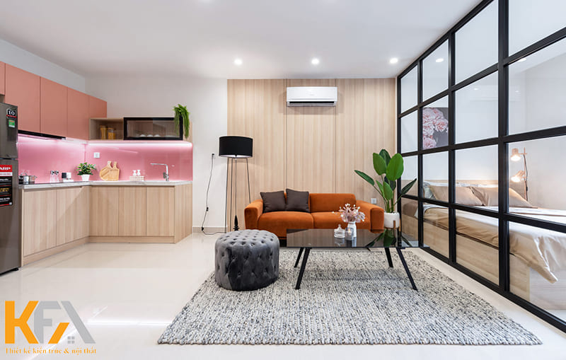 Các gam màu tươi sáng và rực rỡ mang lại sức sống tích cực cho căn hộ chung cư nhỏ