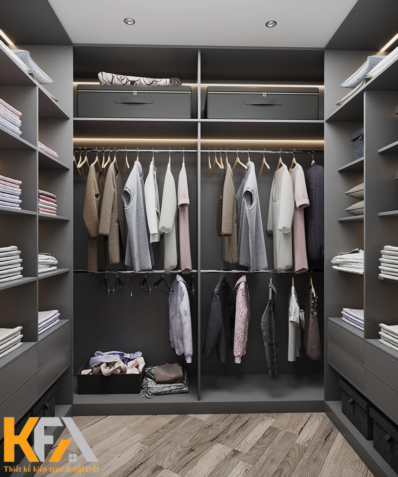 Thiết kế nội thất phòng thay đồ cho gia chủ