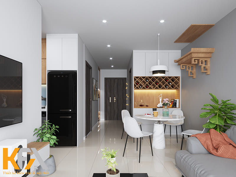 Các gam màu đa dạng được đan xen một cách linh hoạt để không gian không bị đơn điệu