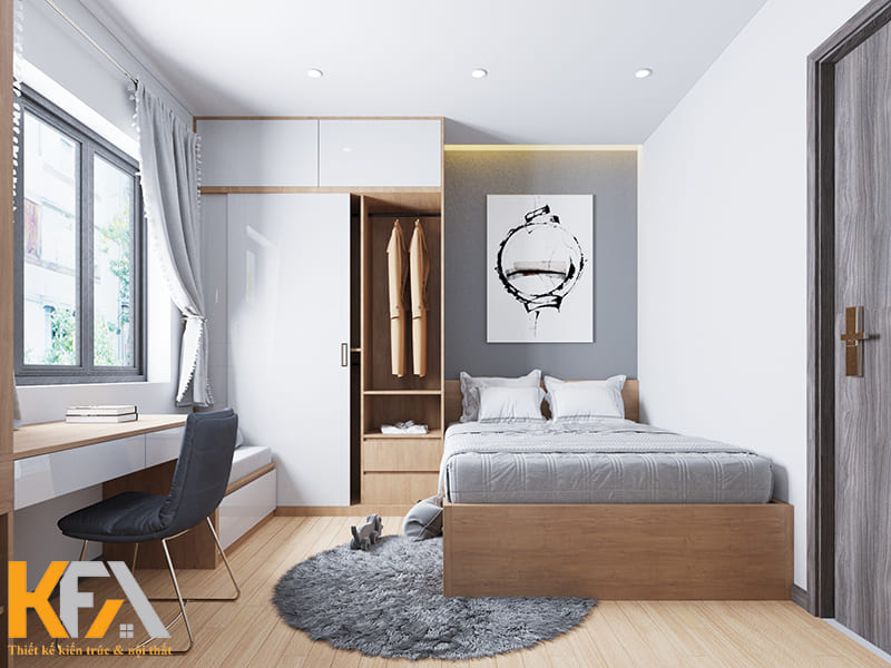 Phòng ngủ tuy nhỏ nhưng được bố trí nội thất khoa học