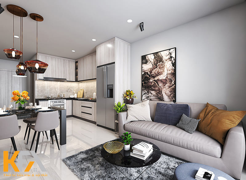 Thiết kế nội thất căn hộ hiện đại 63m2