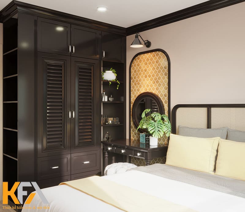 Vách gương họa tiết hình vảy cá tạo điểm nhấn