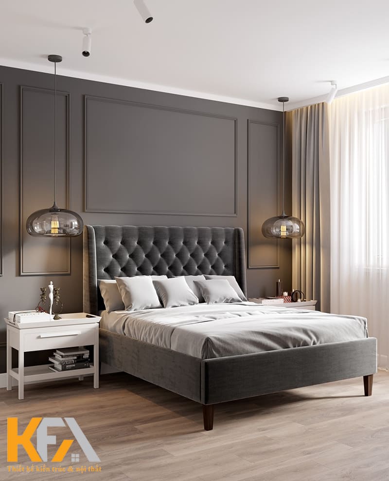 Tab đầu giường được làm từ chất liệu gỗ sồi cao cấp