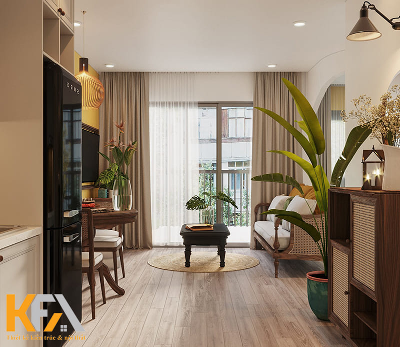 Phòng khách vừa thoáng đãng, vừa ấm áp