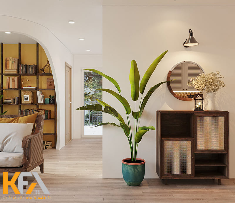 Những chiếc tủ gỗ nâu, đèn, hoa khô khiến căn nhà gợi nhắc về những ký ức xa xưa