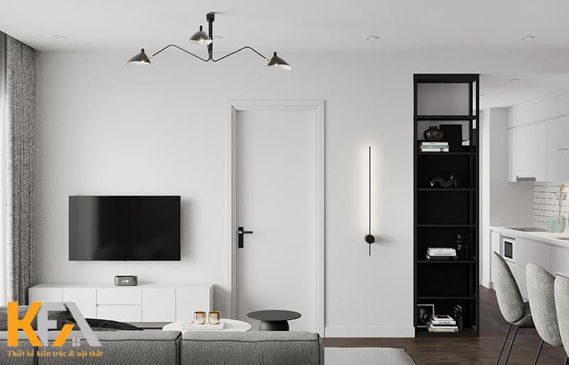 Nội thất đen xám mang lại ấn tượng lạnh lùng và đầy cá tính cho căn hộ