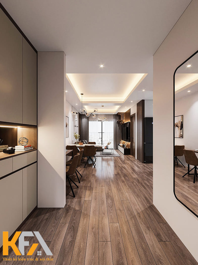 Bố trí gương lớn tại không gian gần cửa ra vào