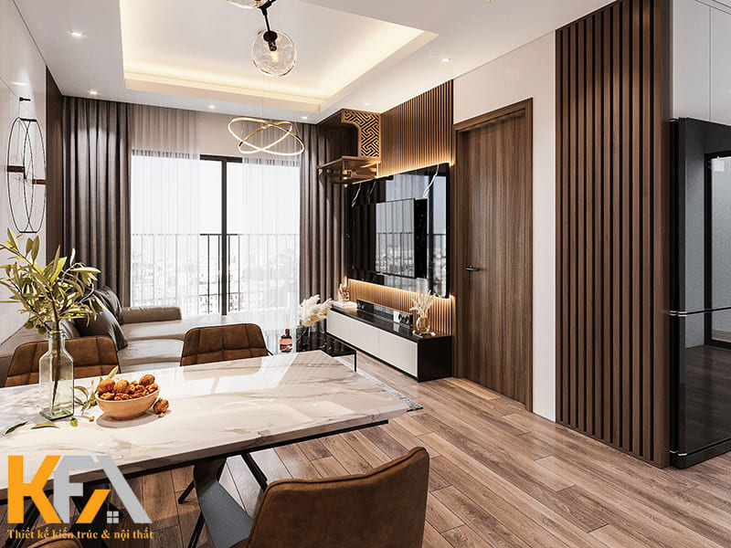 Thiết kế không gian mở tạo thành một chuỗi liên thông từ cửa chính tới ban công