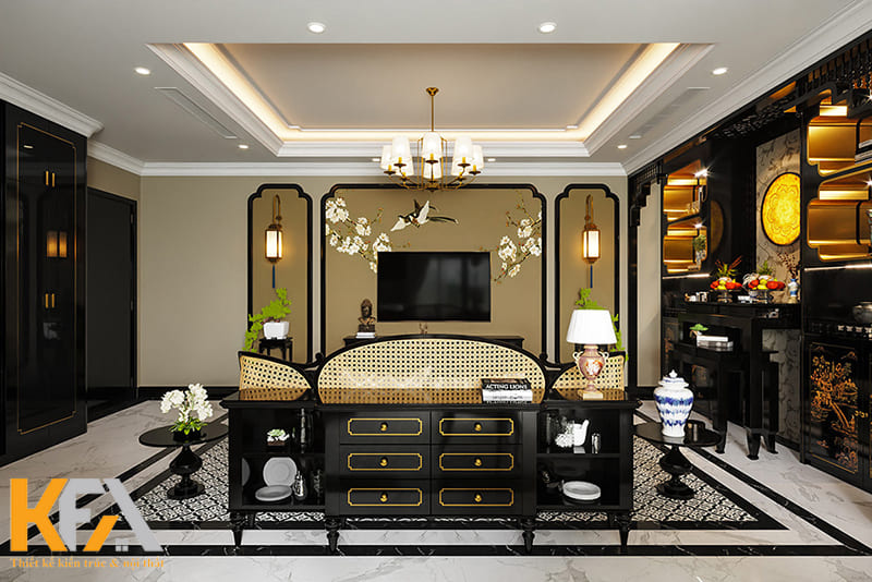 Nội thất gỗ màu đen chủ đạo đậm chất cổ điển