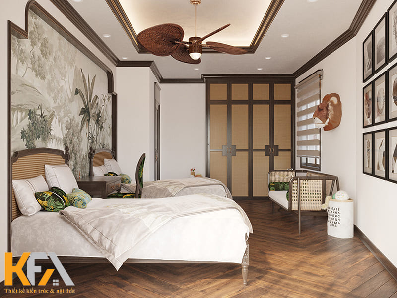 Mẫu quạt trần phổ biến thường gặp tại các thiết kế nội thất Indochine