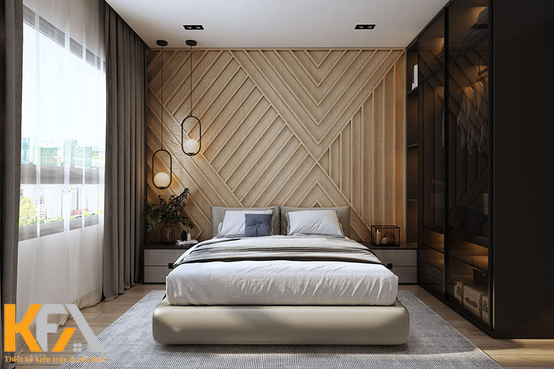 Vách đầu giường được đầu tư thiết kế tỉ mỉ