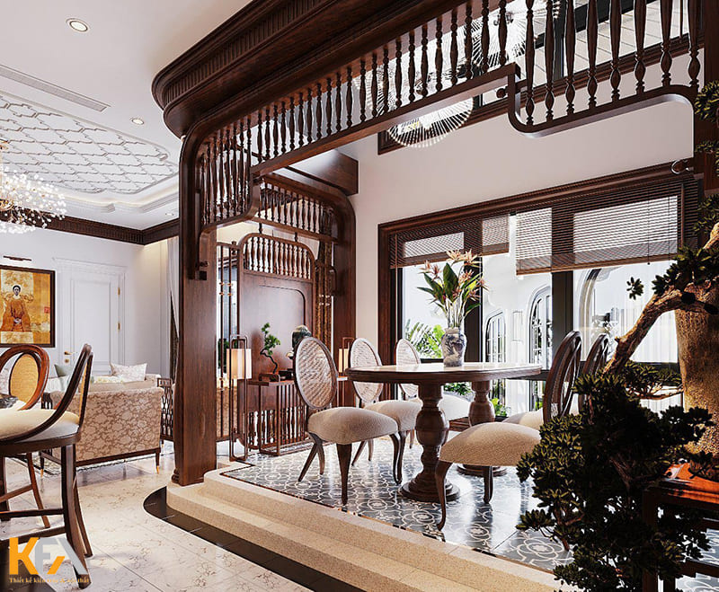 Phòng ăn được bố trí gần phòng bếp để thuận tiện cho việc di chuyển