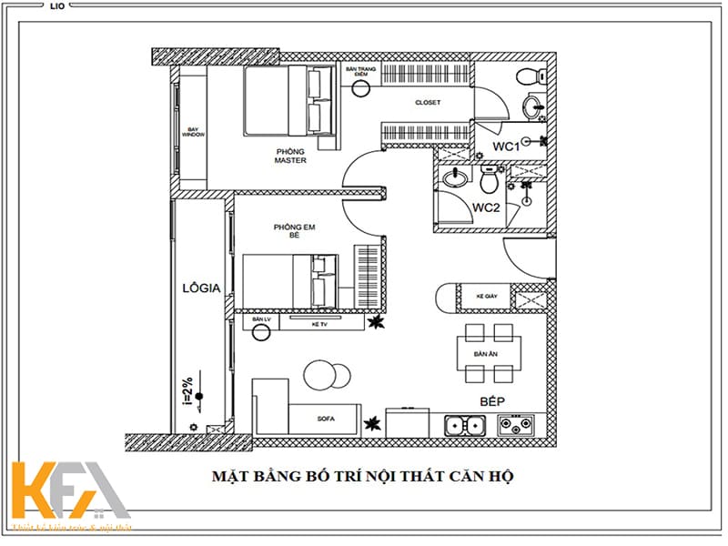 Mặt bằng bố trí nội thất căn hộ chung cư