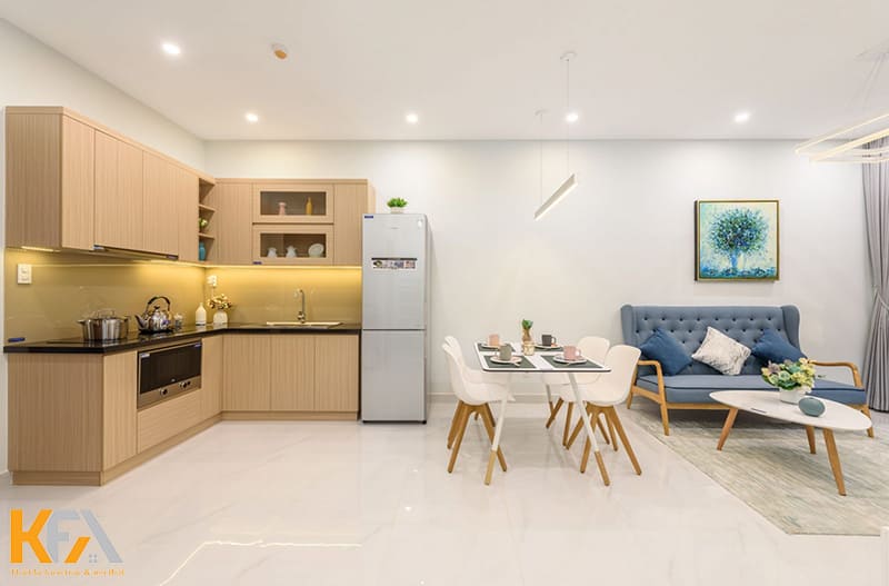 Thiết kế phòng bếp liên thông với phòng khách tạo không gian mở
