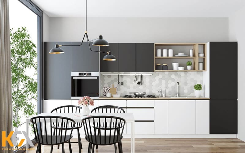 Thiết kế tủ bếp chữ I tối ưu diện tích cho căn hộ chung cư