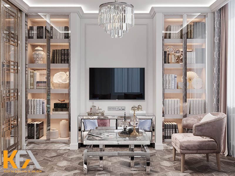 Phòng khách sử dụng chất liệu kính tạo cảm giác "ăn gian" diện tích