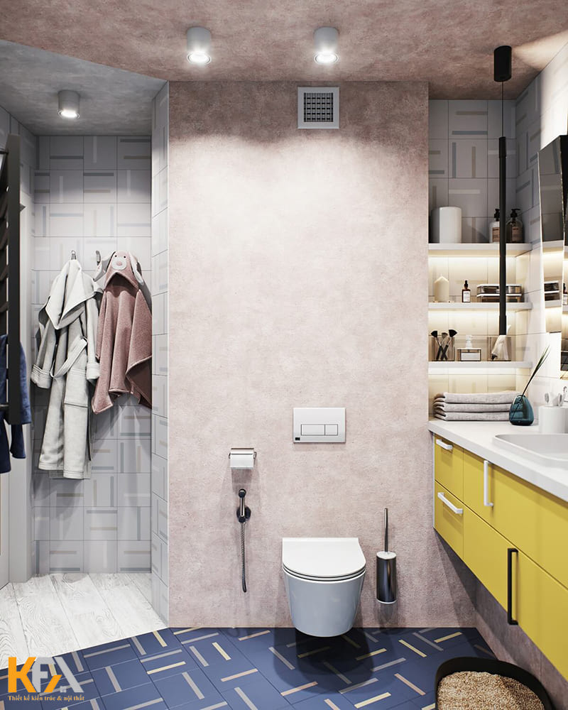 Thiết kế phòng vệ sinh căn hộ 2 phòng ngủ thường ở bên trong phòng ngủ