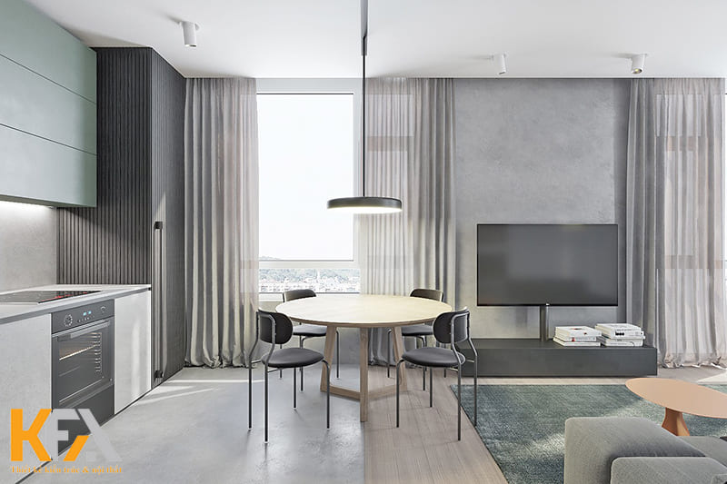 Sử dụng bàn ăn tròn giúp tối ưu diện tích không gian