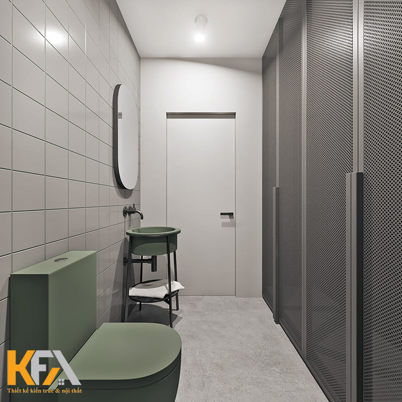 Nhà vệ sinh hiện đại với các thiết bị có hình dáng độc lạ