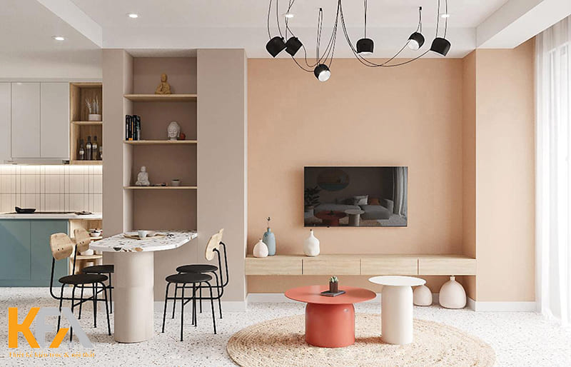 Căn hộ Studio 50m2 đẹp hiện đại, trẻ trung với gam màu nhẹ nhàng