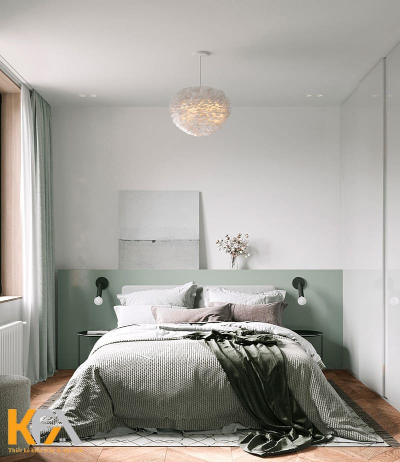 Phòng ngủ gam màu xanh pastel nhẹ nhàng, trẻ trung