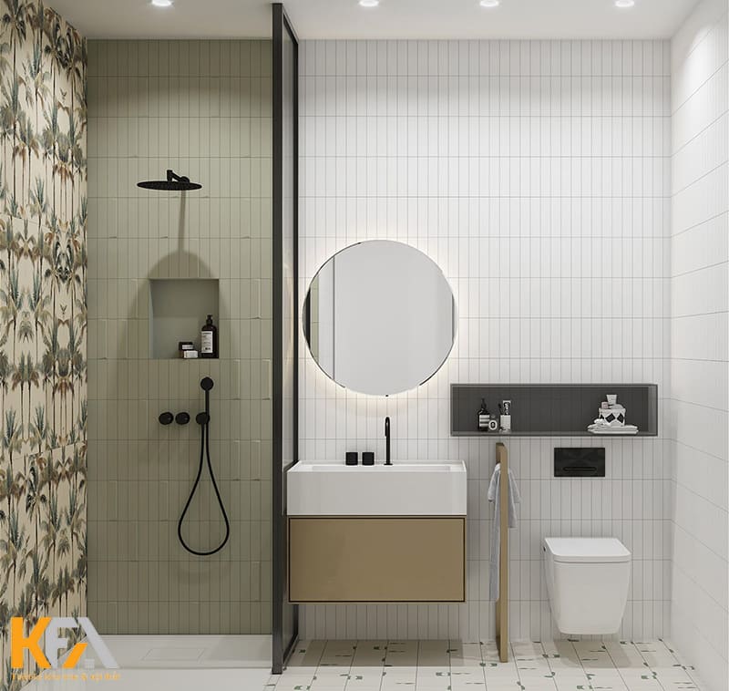 Thiết kế phòng tắm hiện đại với các loại kệ âm tường tiện nghi